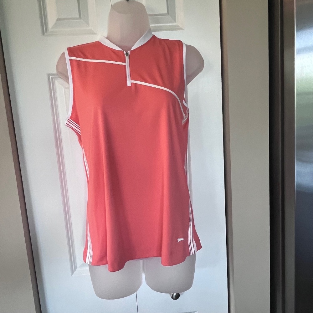 Slazenger Golf orange and white 1/4 zip tank NWOT Small tennis pickleball active